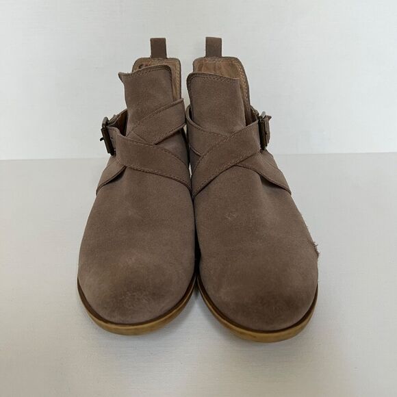 Lucky Brand Boots Size 8M/38 Taupe Tan Bellisa Ankle Booties Suede Buckle - Picture 4 of 12